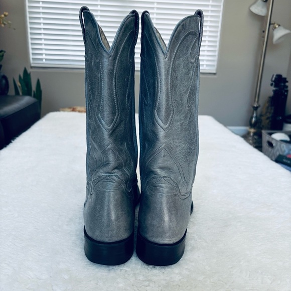 Minerva Genuine Ostrich Leather Gray Western Cowboys boots Size 8.5 - Picture 4 of 16